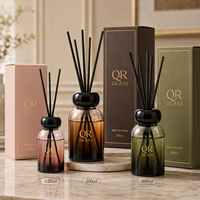 Diffuseur de parfum en verre rond de luxe avec logo personnalisé, 120 ml, flacon transparent pour la décoration de la maison, aromathérapie, diffuseur d'huiles essentielles