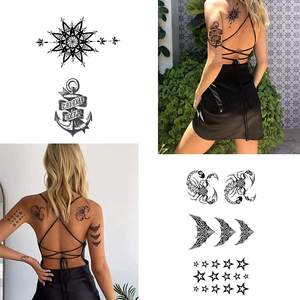 48 hojas <span class=keywords><strong>de</strong></span> pegatinas <span class=keywords><strong>de</strong></span> tatuajes temporales impermeables calavera <span class=keywords><strong>Lobo</strong></span> estrellas flores tatuajes pegatina para hombres, mujeres, niños, adultos - Product Image 6