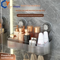 GREENSIDE Étagère de rangement murale rotative à ventouse en métal, étagère de rangement simple pour salle de bain, boîte de rangement pour serviettes de toilette, sans perçage