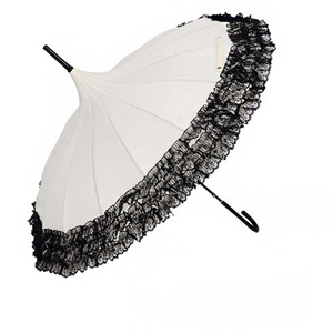 Parapluie pagode de luxe 16K, style droit, pour adultes, <span class=keywords><strong>mariage</strong></span>, longue <span class=keywords><strong>dentelle</strong></span>, poignée princesse, semi-automatique, rotation simple, polyester - Product Image 4