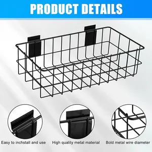 JH-Mech SlatwallパネルハンギングワイヤーバスケットPVC Slatwall Wall Storage and Display Basket Metal Slatwall Wire Mesh Basket