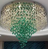 Lustre moderne sur mesure en verre coloré et pierre, luminaire suspendu décoratif pour hall d'hôtel, villa, maison, escalier
