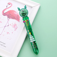 Stylo gel en plastique YJ Noël 10 couleurs, motif de cerf à paillettes de dessin animé, père Noël, coloré, rétractable, 0,7 mm, cadeau pour étudiants de bureau et d'école