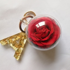 Llavero con letra <span class=keywords><strong>inicial</strong></span> de resina, gran oferta de fábrica, el mejor regalo de otro día, Rosa preservada - Product Image 3