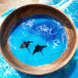 Bol océanique artisanal en résine, marque privée, en bois, pour mariages, plages, ornement décoratif original d'<span class=keywords><strong>inspiration</strong></span> rustique sur le thème <span class=keywords><strong>du</strong></span> <span class=keywords><strong>monde</strong></span> marin - Product Image 2