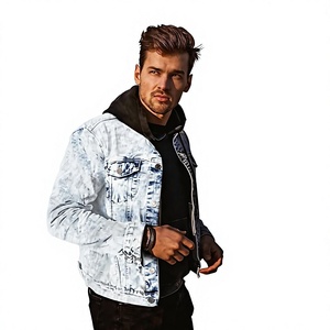 Men's Washed Denim Jacket Turn-down Collar <b>Covered</b> <b>Button</b> Closure Vintage Style Regular Fit Spring Casual Jacket - Product Image 1