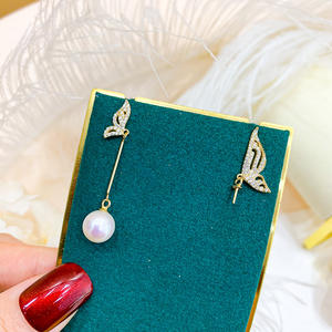 WENCHI S925 Argent DIY Accessoires Perles Plateau Vide pour Perles Plates 8-10mm Boucles d'Oreilles Papillon Bijoux Mode Modèle Goutte 11148 Fabriqué en Chine - Product Image 3