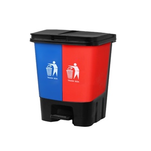 Kitchen 20 Liter Plastic <strong>Twin</strong> Pedal Trash <strong>Bin</strong> Dustbin 2 Compartment Plastic Open Top <strong>Bin</strong> and 2 in 1 Wastebins - Product Image 1