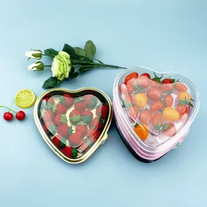 Kotak bentuk hati hadiah murah sampel gratis buah kemasan kotak sekali pakai tebal buah stroberi
