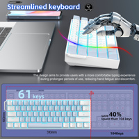 Nuevo Teclado Mecánico Portátil HXSJ K61 60% con Cable USB Tipo-C Desmontable, Iluminación Ice Blue Streamer y Correa Creativa