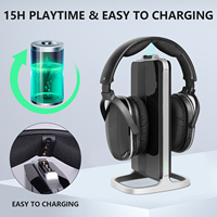 Auriculares Inalámbricos para TV y Uso con Audífonos, 2.4GHz/5.3, Alcance de 30M, Baja Latencia, Indicador LED de Batería, Base de Carga