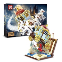 DK7050 Carruaje Volador de Fantasía, Modelo de Escena con Base de Libro, Diorama de Caballo Alado, Coleccionable de Escritorio, Sets de Bloques de Construcción para Montaje DIY