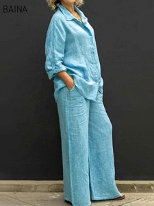Completi Primaverili Camicia e Pantaloni per Donna, Set Due Pezzi Casual Taglie Forti, <span class=keywords><strong>Abbigliamento</strong></span> Femminile alla <span class=keywords><strong>Moda</strong></span> - Product Image 4