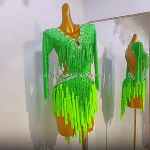 Abito Professionale per Danza Latina con Frange e Strass, Vestito per Esami Artistici, Esibizioni e Competizioni di Danza Latina - Product Image 2