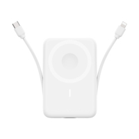 Batterie externe magnétique Li-Polymère 10000mAh, chargeur sans fil PD 22.5W, entrée/sortie USB-C, écran LED, câble de charge rapide, support de câble