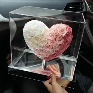 للبيع بالجملة في الصين ، مرآة ثلاثية الأبعاد على شكل قلب ، ورود خالدة لهدايا عيد الحب