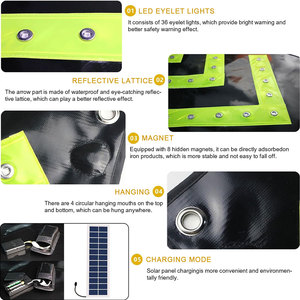 Xách tay nhôm độ sáng cao dọc linh hoạt LED mũi tên hướng dẫn giao thông năng lượng mặt trời Powered nhấp nháy Dấu hiệu cảnh báo an toàn - Product Image 2