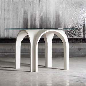 Tavolo da Pranzo Moderno di Lusso Leggero, 12 Posti, con Piano <span class=keywords><strong>in</strong></span> <span class=keywords><strong>Vetro</strong></span> e Gambe <span class=keywords><strong>in</strong></span> Fibra di <span class=keywords><strong>Vetro</strong></span> Blu, Tavolo da Conferenza <span class=keywords><strong>a</strong></span> Forma di <span class=keywords><strong>Ponte</strong></span> ad Arco - Product Image 4