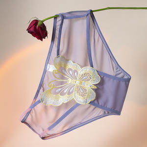 Braguitas de Encaje Sexy de Talla Grande para Mujer, Estilo Bikini, de Punto, de Tiro Bajo, Encantadoras, Huecas, Transparentes, de Malla - Product Image 6