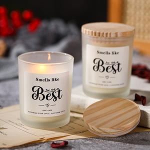 Handgemachte Moderne Aromatherapie-Kerze mit Hochwertigem Glasbecher & Weißem Mattiertem Holzdeckel, Rauchfreies Sojawachs Kreatives Souvenir - Product Image 1