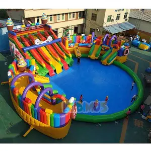 Large Pool Inflatables Water Pool Inflatable Swimming With Inflatable Slide Commercial Water Slide For Kids And Adults