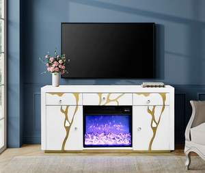 <span class=keywords><strong>Guanlong</strong></span> Chimenea eléctrica LED moderna Soporte de TV con calentador Altavoces y espejo Muebles Independiente Accent TV Gabinete Unidad - Product Image 3