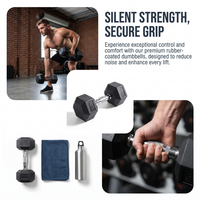 مجموعة دمبل سداسية الشكل من GRASSFIT للتدريب على القوة في صالة الألعاب الرياضية، أوزان حرة مطاطية بالرطل