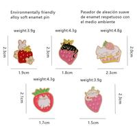 En gros, Broches en métal émaillées à motifs de dessins animés (Chat mignon, Lapin, Chat et fruits, Fraise), Adorables broches quotidiennes, Cadeau pour filles et enfants