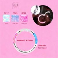Anneau segmenté articulé en titane ASTM avec opale latérale pour piercing de nez et de septum, bijoux de piercing corporel