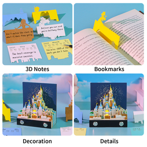 Bloc de Notas 3D con Calendario 2027, Castillo de <span class=keywords><strong>Cenicienta</strong></span>, Arquitectura, Notas Adhesivas con Luz LED, Decoración Creativa para Escritorio, Manualidades de Papel, Regalo - Product Image 6
