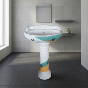 Ensemble de lavabo sur pied Vinus Rustic Vitrosa, éco-responsable, résistant à l'eau, en céramique, lavabo autoportant pour salle de bain - Product Image 3