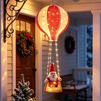Guirlande lumineuse décorative AVEKI en forme de ballon à air chaud de Noël avec Père Noël, 8 modes clignotants, alimentée par piles, en plastique, pour arbre