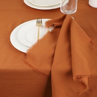 Nouvelles serviettes de table en lin rayées unies à franges, chemin de table avec pompons, style américain