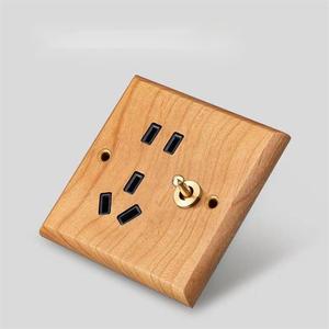 Eu Standard Vintage en bois massif interrupteur à bascule chargeur prise en laiton courant nominal pour royaume-uni afrique du sud chine - Product Image 5