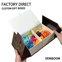 Boîte cadeau magnétique à double porte en carton brun personnalisée avec insert, impression couleur intégrale, emballage rigide de luxe pour produits haut de gamme