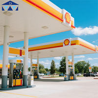 Structure de toit en acier préfabriqué lourd pour station-service, revêtement antirouille, pour le service de carburant au Sénégal
