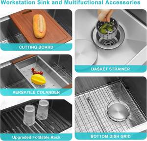 Fregadero de Cocina Grande de Acero Inoxidable 304, de un Solo Tazón, Montaje Empotrado, Fácil de Limpiar, para el Hogar - Product Image 3