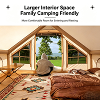 Tente de camping gonflable portable en tissu Oxford durable et imperméable, installation rapide, 3-4 personnes, résistante aux UV, quatre saisons, une chambre