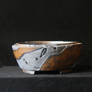 Pot à Bonsaï Zisha Cuit au Bois, Forme Irrégulière, Fait Main, Style Wabi Sabi, Grand Rond, Motif Lotus Insecté - Product Image 1
