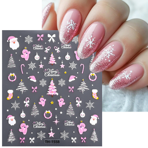 Autocollants pour <span class=keywords><strong>ongles</strong></span> auto-adhésifs 3D de Noël Motifs de vacances multicolores Application facile et fonction étanche - Product Image 5