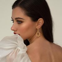 Boucles d'oreilles pendantes géométriques en tungstène avec fermoir à levier, cercle en or rose, pour femme, minimalistes, pour mariage/événements formels