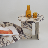 SH STONE Calacatta Violet Table Ronde D'appoint De Luxe Viola Marbre Plinthe T Cadre Marbre Table Basse D'appoint En Marbre Avec Veines Violettes