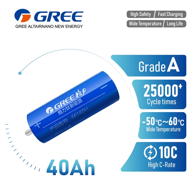 40Ah 2.3V LTO Lithium-Ion Rechargeable Battery Fast Charge 10C Safe Reliable 25,000 Cycle Yinlong Cell -50c~60c