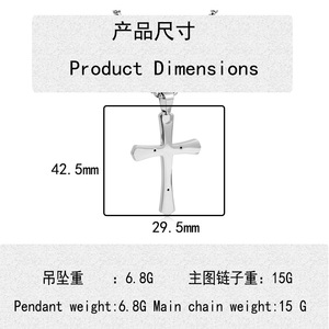 Stainless Steel <b>Cross</b> Pendant Necklace Unisex Punk Style Geometric Design Black Color 23042 - Product Image 4