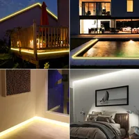 Lampu LED Tape COB 5mm 8mm 320LEDs Kepadatan Tinggi Fleksibel FOB LED Strip Light Bar Ribbon RA90 Linear Warm White DC12V 24V