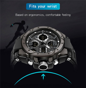 Montre numérique LED pour homme SANDA 3192 avec cadran carré, multifonction, mesure de la température, bracelet en acier, montre sportive pour homme, cadeau - Product Image 1