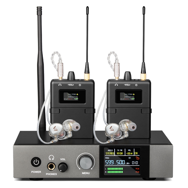 K22 Professional Dynamic Microphone In-Ear Wireless Monitor System with Noise Cancelling Metal & Plastic for Stage Performance