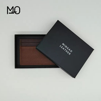 Dompet Kartu Kulit Sapi Buatan Tangan Premium Pemegang Kartu Pilihan Warna Logo Kustom Dompet Pendek Minimalis Wanita dengan Lapisan Poliester