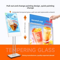 Stand Display Menu Persegi Panjang untuk Pusat Perbelanjaan, Poster Bercahaya Bertenaga LED, Kotak Mobile Berdiri Lantai dengan Grafik Tarik-Ulur Ultra-tipis