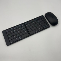 Keyboard dan Mouse Nirkabel Ultra Tipis Lipat Ganda Portabel Isi Ulang Model Gunting untuk Laptop, Tablet, dan Ponsel